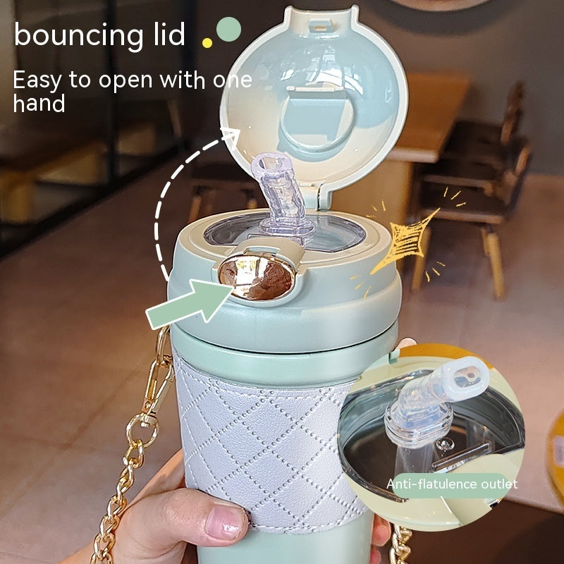 Stainless Steel Cup Bounce Cup With Straw
