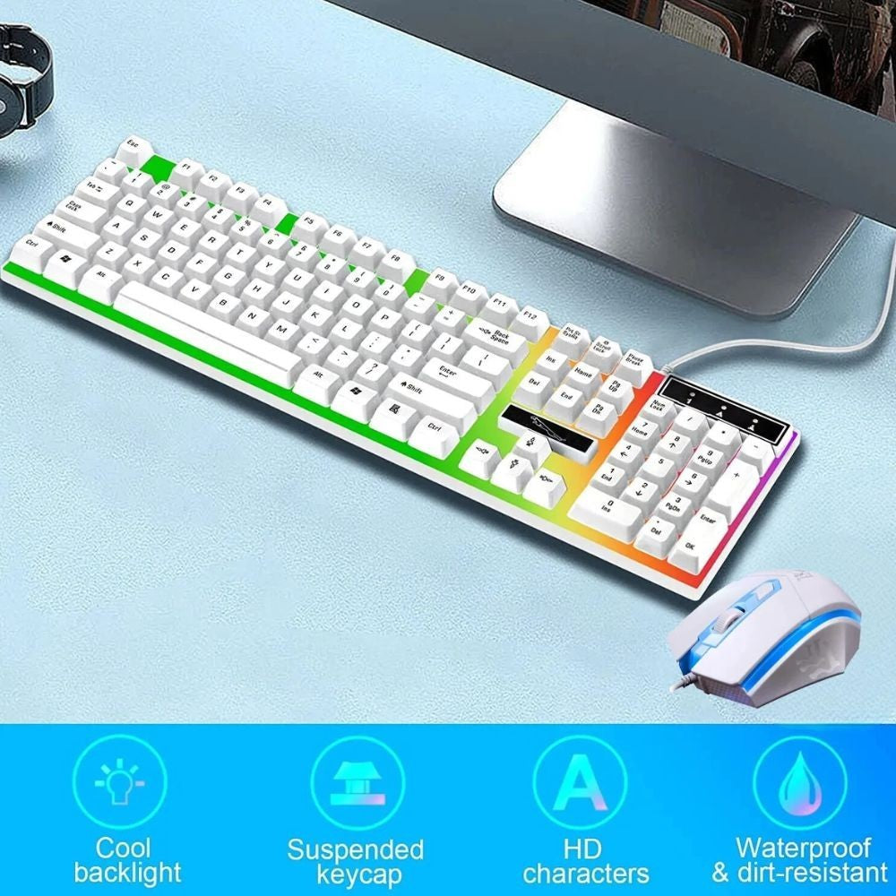 Gaming Keyboard Mouse Set Rainbow LED Wired USB For PC Laptop PS4  One 360UK